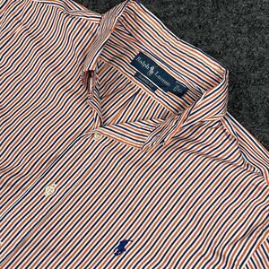 Polo Ralph Lauren Shirt Men’s XL Orange Stripes Long Sleeve Classic Fit